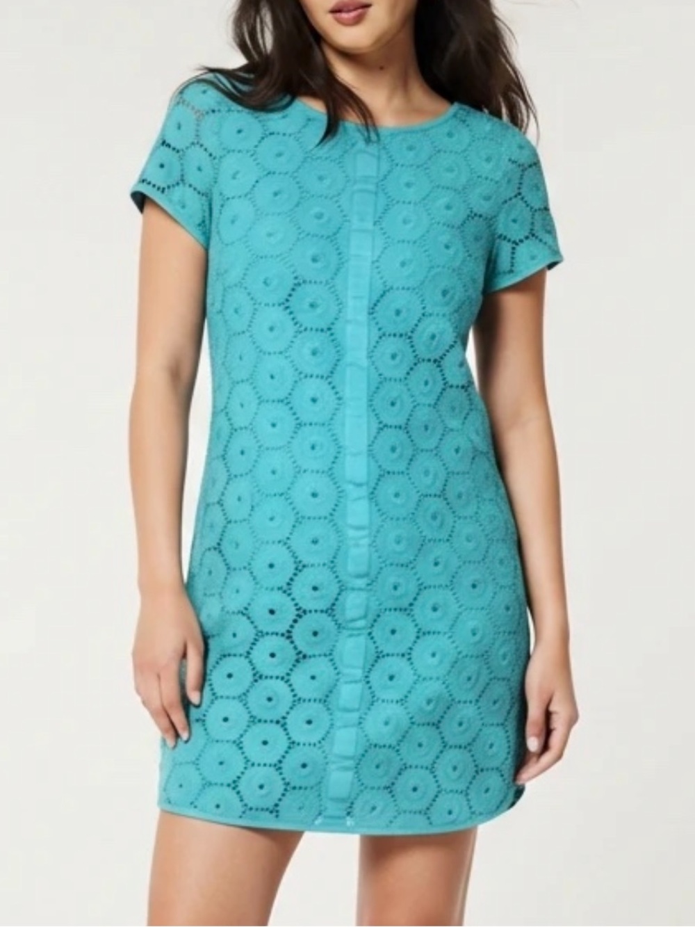 Adrianna Papell Aqua Blue Shift Dress